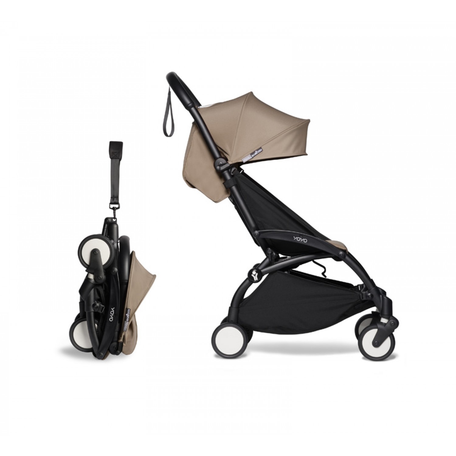 Complete BABYZEN stroller YOYO2  0+ and 6+ | Black Chassis Taupe